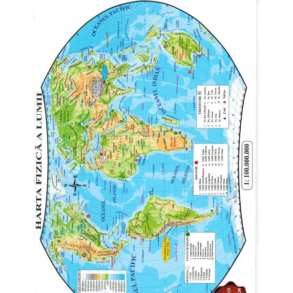 Harta fizica a lumii  Hartile politice ale continentelor a aparut la edituraCarta AtlasLucrarea de fata contine Harta fizica a lumii si hartile politice ale continentelor America Africa Australia si Oceania Europa conform programei scolare in vigoareDimensiune 21x31 cm