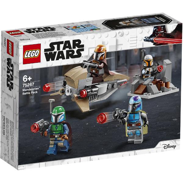 LEGO Star Wars - Pachet de lupte Mandalorian 75267 102 piese  LEGO Star Wars Creeaza-ti propria armata de Mandalorian si speederiAventuri nelimitate te asteapta cand iti construiesti propria armata cu acest Pachet de Lupta Mandalorian 75267 Acest set compact de constructie include 4 mini-figurine LEGO Star Wars Mandalorieni cu blastere care trag o fortificatie construibila si un speeder bike Mandalorian cu 2 lansatoare pentru 