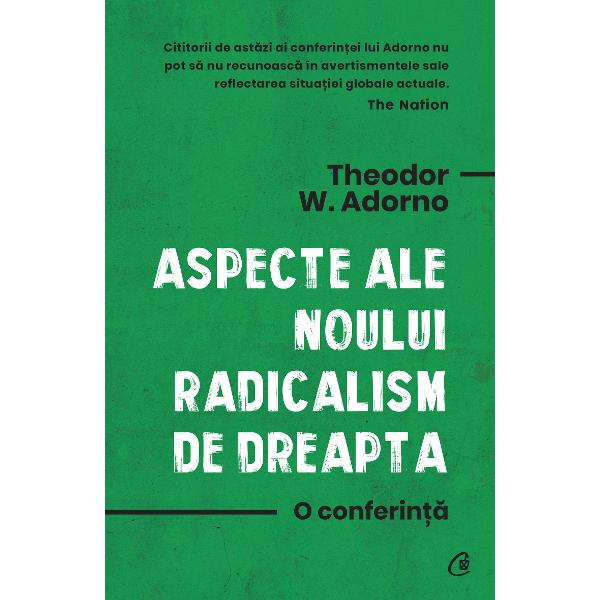 La fel ca la finalul anilor 1960 c&226;nd Adorno sus&539;inea prelegerea despre rena&537;terea extremismului de dreapta Europa se confrunt&259; de aproape un deceniu cu un nou av&226;nt al aceluia&537;i tip de discurs politic pe care Adorno &238;l considera un real pericol la adresa democra&539;iei La fel ca atunci rena&537;terea mi&537;c&259;rilor extremiste &537;i succesul de care s-au bucurat ori se bucur&259; &238;n unele dintre statele occidentale se datoreaz&259; 