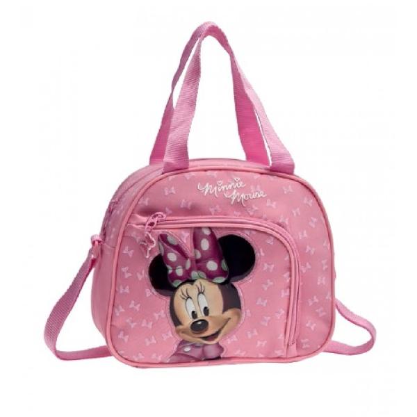 Geanta de umar pentru gradinita Minnie 23 cm 1 compartiment buzunar exterior manere fixe bareta ajustabila de cca 75 cm material microfibra poate fi utila atat la gradinita cat si in alte situatiiGeanta umar cu licenta Disney Minnie colectia Minnie and FriendsCaracteristiciTiptd 