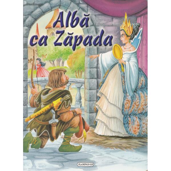 Cartea Alba ca Zapada dupa Fratii Grimm face parte din colectia Arlechin a editurii Flamingo o colectie care contine titluri alese dintre povestile foarte indragite de copii Textul repovestit si adaptat intelegerii celor mici este completat de ilustratii color de mari dimensiuni