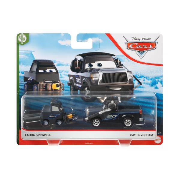 Cu noile masinute Cars cei mici se pot juca si repune in scena cursele din filmul Disney Cars Masinutele metalice infatiseaza fidel personajele Laura Spinwell si Ray Reverham Seturile Disney Pixar Cars 3 aduc in prim-plan personajele preferate ale animatiei Fiecare vehicul este realizat la scara 1 la 55 si are un design unic culori si detalii ca originalele Copiii pot crea scenarii diferite si episoade de aventura folosind perechile de masini favorite Machetele de masini sunt alegerile 