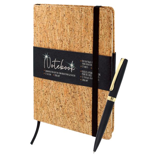 Setul vine sub forma de cutie cadou ce contine un pix metalic elegant clip de metal si un caiet notebook A5 hartie FSC ecologica de 100 gm² Pixul metalic ONLINE design Eleganza ofera confort maxim la scrisSpecificatiiDimensiuni Lxlxh 250 x 205 x 30 mmGreutate 530 gDesign Sparkling Cork plutaCuloare maro deschisCuloarea scrisului albastruLinia de scriere 05 mm