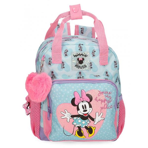 Ghiozdan gradinita Disney Minnie Mouse My Happy Place multicolorCuloare multicolor cu imprimeu personaj Minnie MouseDimensiune 23x28x10 cmMaterial poliester care este flexibil si usorBretele sunt ajustabile pentru o purtare confortabila si ergonomice care se adapteaza perfect la spateCapacitate 5 litri1 compartimentGhiozdanul are ca accesorii pompon si un breloc care completeaza designulManer superiorInchidere cu 