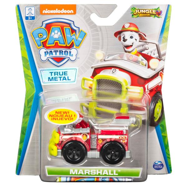 Misiunele de salvare se desfasoara acum mai repede ca niciodata cu vehiculele PAW Patrol True Metal Aceste vehicule metalice la 1 la 55 arata la fel ca vehiculele PAW Patrol din serialul TV de succes Cu detalii si grafica autentice roti de lucru si material metalic turnat sub presiune vehiculele True Metal sunt gata pentru salvarea rapida Impingeti vehiculul cu mana sau lansati-l inainte pentru aventuri de mare viteza In acest pachet este personajul Marshall cu masina sa de pompieri