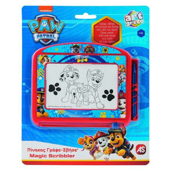 Cu tabla magnetica Magic Scribbler Travel distractia este mereu cu tine Tablita functioneaza datorita fortei magnetice copilul deseneaza cu un stilou magic special varful are un mic magnet iar pe tablita se formeaza un desen frumos La final trece glisorul special si desenul va disparea si poate incepe un nou desen Tablita este echipata cu doi magneti de diferite forme care pot diversifica suplimentar distractia Cu un design colorat si atragator - cu cei mai adorabili eroi Patrula 