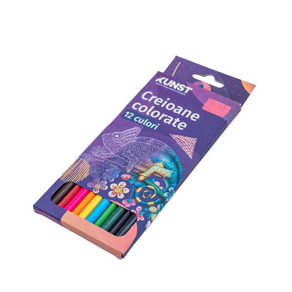 Creioane colorate cu forma triunghiularaMina de 3 mm durabila12 culori