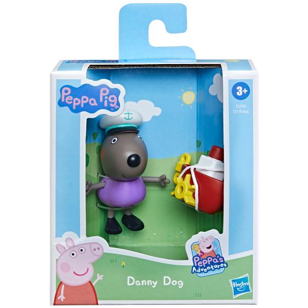 Colecteaza si distreaza-te cu linia de figurine in miniatura a lui Peppa Pig colectioneaza-le pe toate de la Peppa la Zoe Zebra vandute separat Jocul cu papusi ajuta la dezvoltarea vorbirii creativitatii si socializarii Papusile masoara aproximativ 7 centimetri sunt articulate si sunt din plastic rezistent pentru ca jocul sa reziste si mai mult Acest set contine figurina cu personajul Catelul Danny si un accesoriu cu ajutorul caruia Danny navigheaza