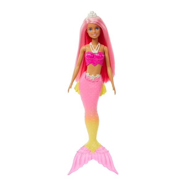 Papusile sirena din colectia Barbie Dreamtopia stropesc ca-n povesti cu infatisari fantastice vibrante Aceste papusi sirena Barbie® inspira aventuri subacvatice cu palete de culori stralucitoare corsete inspirate de scoici si cozi ombre multicolore Parul fantezist si o diadema regala completeaza aspectul inspirat de mare al fiecarei papusi Papusile sirena Barbie® se indoaie la talie astfel incat pot „inota” in mare sau pot sta si straluci la soare Cu infatisari 