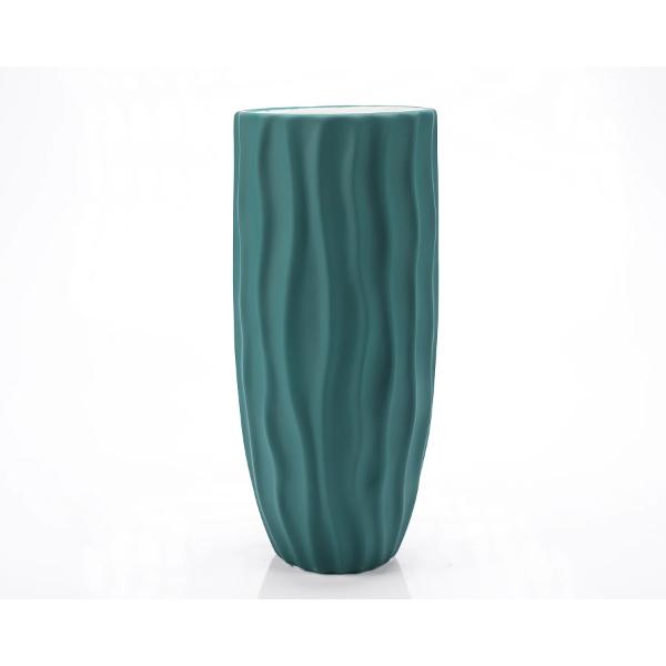 Vaza Decorativa Waves Verde din ceramica 29 Cm 1967