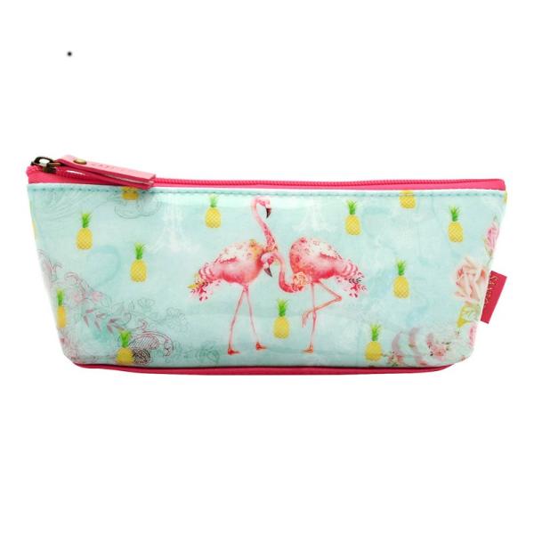 Geanta Flamingos&160;iti pastreaza in toate obiectele de mici dimensiuni dar foarte importante in carcasa sa frumos ornata cu pasari flamingoDimensiuni 7x22x10 cm