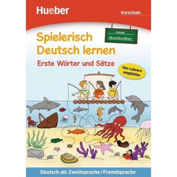 Mit dem Übungsheft Spielerisch Deutsch lernen – neue Geschichten – Erste Wörter und Sätze – Vorschule erlernen Vorschulkinder spielerisch ihre ersten Wortschatz- und Grammatikkenntnisse Ziel ist es einen Basiswortschatz aufzubauen und einfache Satzstrukturen zu vermitteln