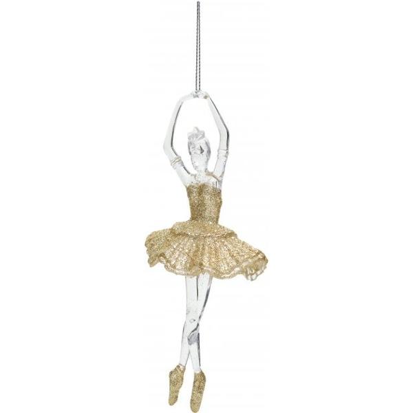 Decoratiune de Craciun balerina cu rochie aurie 17 cm CAA221700