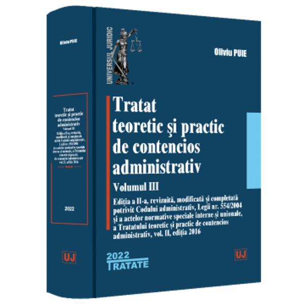 Lucrarea intitulata „Tratat teoretic &537;i practic de contencios administrativ volumul III edi&539;ia a II-a revizuita modificata &537;i completata potrivit Codului administrativ Legii nr 5542004 &537;i a actelor normative speciale interne &537;i unionale a Tratatului teoretic &537;i practic de contencios administrativ volumul II edi&539;ia 2016” a fost elaborata in contextul mutatiilor semnificative aduse institutiei contenciosului administraiv 