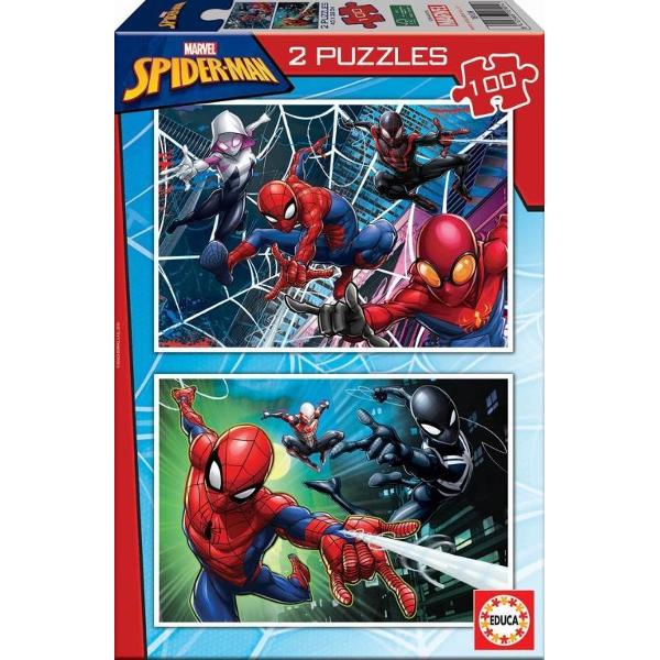 Puzzle 2 in 1 Spider-ManContine 2x puzzle a cate 100 de piese fiecare