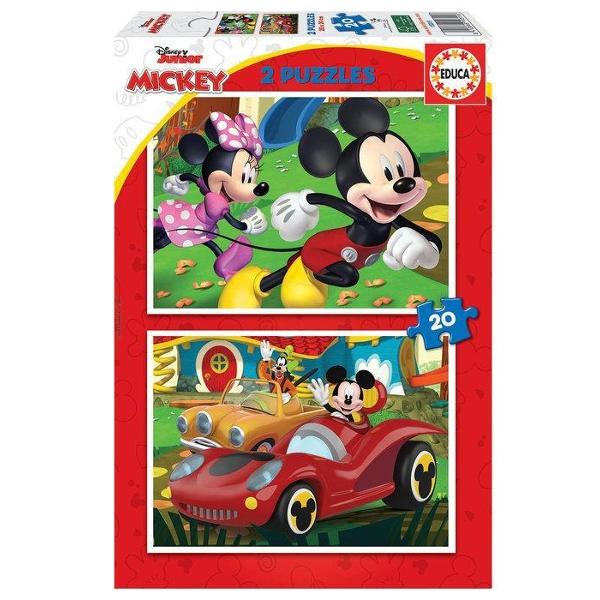 Puzzle 2x20 piese cu Mikey Mouse Fun House Dimensiune puzzle asamblat 26 x 18 cm Pentru varste de peste 3 ani