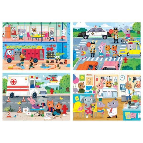 Puzzle 20-40-60-80 piese Heroes to the Rescue 18903 EDUCA Include 4 puzzle-uri a cate 20 40 60 si 80 de piese Puzzle completat are 28 x 20 cm 
