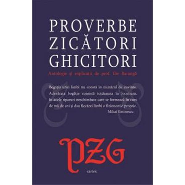Antologia de proverbe zicatori si ghicitori explicate de prof Ilie Baranga este un instrument de lucru pentru copiii de gradinita si de scoala Textele sunt selectate din intelepciunea nationala si universala clasica si sunt organizate alfabeticVolumul contine un studiu introductiv semnat de istoricul culturii Lucian Pricop in care analizeaza algoritmul generativ al folclorului national iar referintele istorico-literare selectate ofera o perspectiva diacronica asupra 