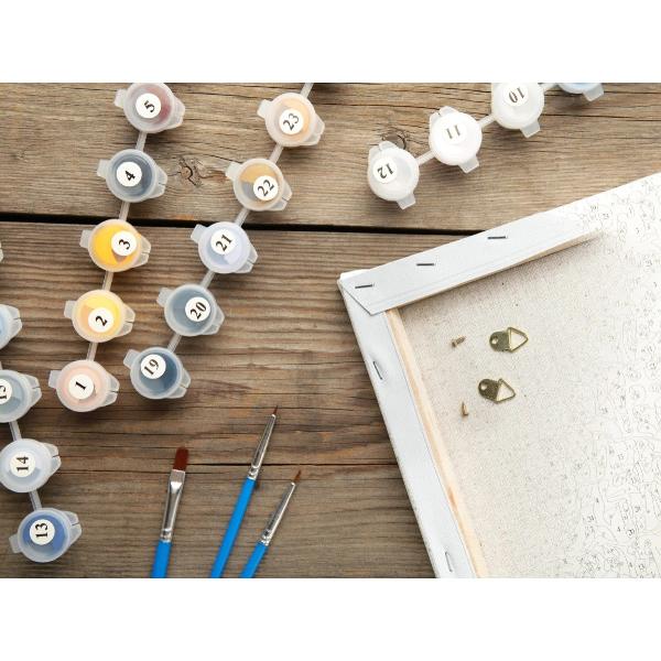 Setul de pictura pe numere te poate scufunda partial in lumea fanteziilor tale si iti ofera posibilitatea de a patrunde mai mult in lumea artei de a petrece placut si productiv timpul liber De asemenea rezultatul muncii poate sa se transforme in decor pentru casa sau o ideie minunata de cadou Ce contine setul de pictura pe numere Un desen contur cu indicarea numarului culorii Fiecare 