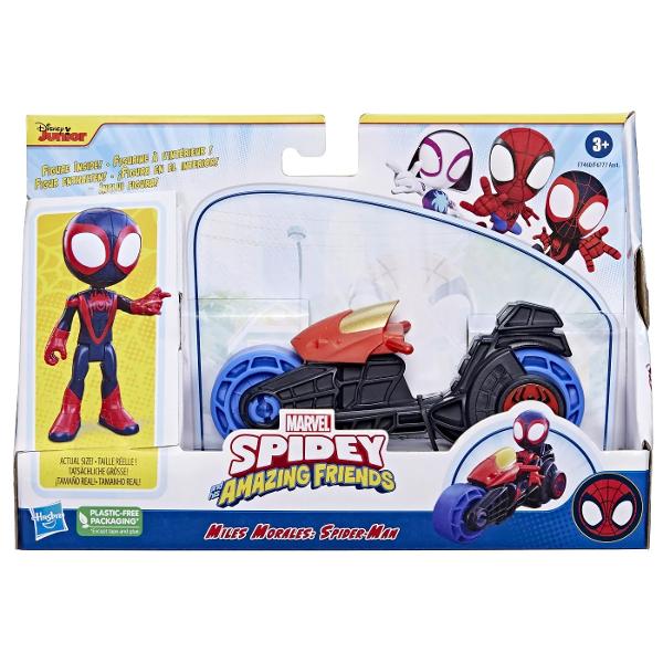 Este vremea lui Spidey Aceasta jucarie Spidey and His Amazing Friends vine cu o figurina si o motocicleta de jucarie pentru o joaca plina de actiune Figurina de 10 cm poate merge cu adevarat pe motocicleta asa ca prescolarii isi pot imagina ca se indreapta spre aventurile super-eroilor Cu acest set prescolar Marvel Super Hero si vehicul distractia este la doar o plimbare Acest set de jucarii este un cadou grozav de sarbatori sau de ziua de nastere pentru copiii de la 3 ani si peste care 