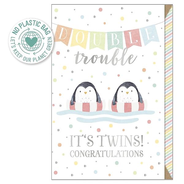 Felicitare Bebe Pinguini Twins B6 Artebene A124701