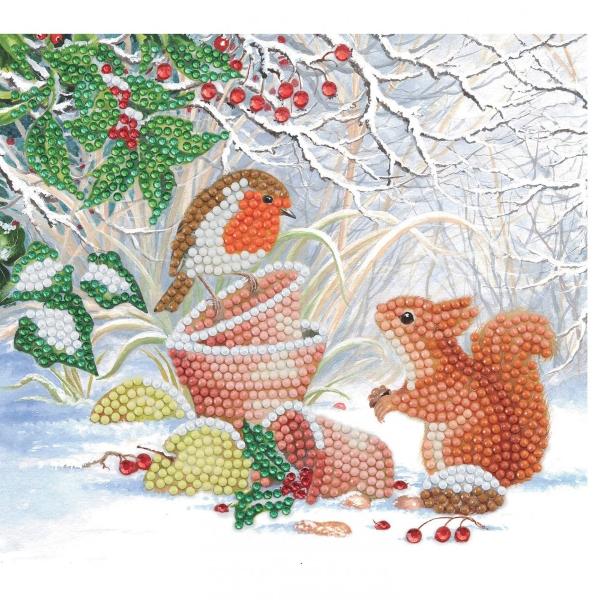 Set creativ tablou cu cristale Crystal Art Card Winter Friends 18x18cm Craft Buddy