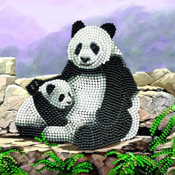 Set creativ tablou cu cristale Crystal Art Card Panda 18x18cm Craft Buddy