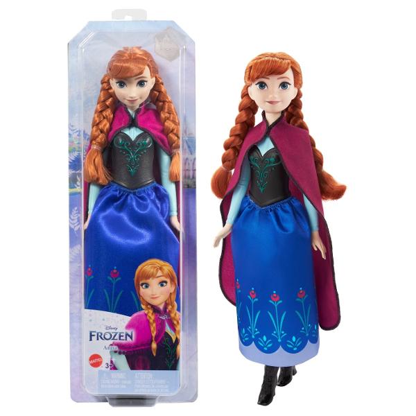 Faceti cunostinta cu aceste papusi de moda inspirate din indragitele filme Disney Frozen Fiecare papusa articulata este prezentata in aspectul ei din film si are parul moale care poate fi periat Fanii le pot colecta pe toate si pot recrea aventuri magice in Arendelle si nu numai Fiecare papusa se vinde separat in functie de disponibilitate Papusile nu pot sta singure in picioare sau sezut Culorile si decoratiunile pot varia Acest pachet contine o papusa Anna cu codite