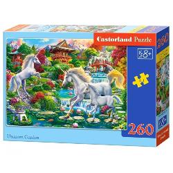 Puzzle de 260 piese cu Unicorn Garden Dimensiunea cutiei 245×175×37 cm Dimensiunea puzzle-ului 32×23 cm Recomadat pentru varste de la 8 ani