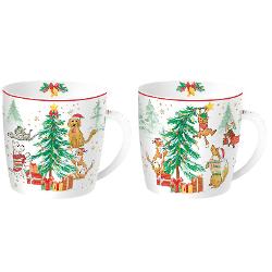 Set cu 2 cani de portelan Christmas Gang 350 ml Easy Life R0213chga