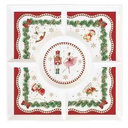 Platou de portelan pentru aperitive Magie de Noel 25x25 cm Easy Life R2095mnoe