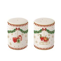 Set de portelan pentru sare si piper Magie de Noel 7 cm Easy Life R1333mnoe