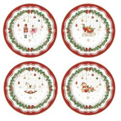 Set cu 4 farfurii de portelan Magie de Noel 19 cm Easy Life R1100mnoe