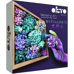 Setul de plastilina Okto in rama de lemn Wood & Craft DIY Sensory Art - Succulents pentru realizarea de imagini ofera copiilor creativi posibilitatea de a crea imagini cu efect tridimensional Setul ofera un proces relaxant de modelare a florilor in timpul caruia puteti crea o compozitie interioara unica In acest set creativ Sensory Art pictura Succulents Tenderness poate fi modelata din materialul usor ca spuma asemanator 