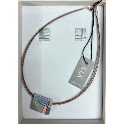 Set cu colier si cercei din zamac 42 cm QE3295BL-3296BL