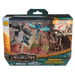 Pregateste-te pentru aventuri epice alaturi de personajele preferate din How to Train Your Dragon Acest set Dragon Catcher include mai multi dragoni detaliati un vanator de dragoni si o catapulta functionala cu plasa lansabila Recreeaza scene din film sau imagineaza-ti propriile misiuni de salvare si capturare Setul stimuleaza creativitatea si joaca de rol fiind cadoul perfect pentru micii fani ai lumii fantastice a dragonilor Include dragoni si personaje exclusiv disponibile in acest 