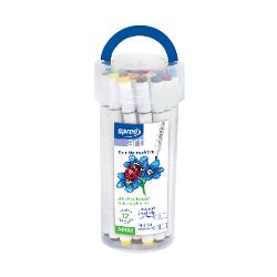 12 culori stralucitoare cu uscare rapida pe baza de alcool Seturile de culori marker cu 2 capete Unul dintre acestea are un varf fin ideal pentru detalii complexe iar celalalt are un varf de pensula Corp alb cu capetele capacelor in culoare pentru o utilizare usoaraSet culori stralucitoare pe baza de alcool cu cerneala care are uscare rapida Ideale pentru a fi folosite pentru design schite si deseneMarkerele sunt multifunctionale putand fi utilizate pe mai 