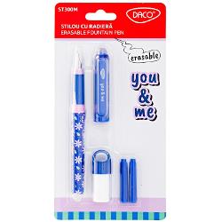 &127800; Stilou cu radier&259; DACO “You & Me” – Model FloralNu mai ai nevoie de PIC Fara greseli fara pagini rupte doar freci putin cu radiera din capatul stiloului si cerneala dispare completAdaug&259; un strop de culoare &537;i veselie în fiecare zi de &537;coal&259; cu stiloul DACO “You & Me” – model Floral Cu un design albastru decorat cu flori delicate acest stilou este alegerea perfect&259; pentru elevii 