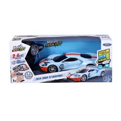 Descopera adrenalina curselor cu 2019 Ford GT Heritage o masinuta RC premium la scara 124 Acest model uimitor imbina performanta ridicata cu un design iconic Experimenteaza viteza superioara si bucura-te de control precis cu ajutorul controllerului tip pistol Masinuta este reincarcabila prin USB oferindu-ti ore intregi de distractie fara griji Datorita tehnologiei 24GHz poti concura cu pana la 4 jucatori simultan fara interferente Este gata de utilizare imediat ce o scoti din 