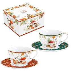 R&259;sfa&539;&259;-&539;i momentele de relaxare cu un set elegant de dou&259; ce&537;ti din por&539;elan fin de la Easy Life Parte din colec&539;ia Autumn Breeze fiecare pies&259; surprinde frumuse&539;ea toamnei prin nuan&539;e calde de verde &537;i ar&259;miu completate de frunze ruginii ciupercu&539;e delicate &537;i o veveri&539;&259; 