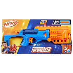 Lansatorul Nerf N-Strike Topbreaker din seria NP este o jucarie de actiune captivanta pentru copiii de peste 8 ani Are un design colorat albastru si portocaliu si permite incarcarea rapida a proiectilelor prin mecanismul special de deschidere pe partea superioara Include 4 darts Nerf oficiale concepute pentru performanta si siguranta in timpul jocului Ideal pentru batalii dinamice acest blaster stimuleaza miscarea coordonarea si spiritul de competitie intre prieteni