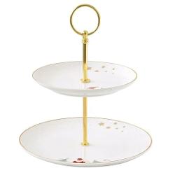 Transform&259; servirea deserturilor &537;i a gust&259;rilor într-o experien&539;&259; festiv&259; cu acest platou cu dou&259; nivele din por&539;elan fin parte din colec&539;ia Let it Snow de la Easy Life Decorat cu un desen delicat în 