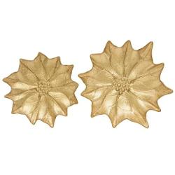 Adaug&259; un plus de elegan&539;&259; &537;i rafinament meselor tale festive cu acest set de 2 platouri din sticl&259; aurie parte din colec&539;ia White Elegance de la Easy Life Cu forme delicate de floare de 