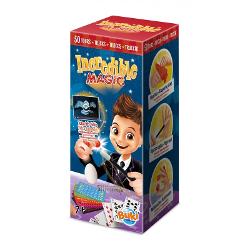 Pregateste-ti spectacolul de magie cu 50 de trucuri urmareste videoclipurile si invata in ritmul tau cu instructiuni pas cu pas Setul Incredibil include trucuri de neratat cum ar fi esarfa care dispare si franghiile magiceInclude accesorii magice pentru mentalism prim-plan si trucuri cu cartiCoduri QR pentru a scana videoclipuri onlinebr data-start400 data-end403 