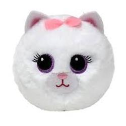 Jucarie de plus TY Beanie Bouncers - Purdy pisica alba TY83086