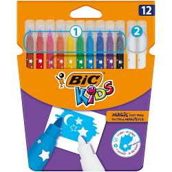 Aprindeti imaginatia unui copil cu BIC Kids Magic Felt Pens Pachetul contine 10 markere colorate si 2 radiere ce permit copiilor de peste 5 ani sa creeze efecte speciale Perfect atat pentru acasa cat si pentru scoala sau in calatorii Varful markerelor de coloriaj este rezistent sub presiune iar culoarea se spala cu usurinta de pe cele mai multe tesaturiDe peste 65 de ani BIC produce instrumente de scris de calitate la pre&539;uri accesibile pentru toti vândute pe tot 