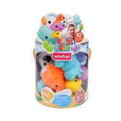 Winfun Water Fun Set Jucarii De Baie Ferma Si Ocean este un set de jucarii pentru baie conceput pentru a transforma timpul petrecut in apa intr-o experienta distractiva si educativa pentru bebelusi Setul include 10 animalute colorate moi si usor de prins special create pentru mainile mici ale copiilor Fiecare figurina poate fi stransa pentru a pulveriza apa oferind un element interactiv care stimuleaza curiozitatea si incurajeaza jocul activ Culorile vii si formele prietenoase contribuie 