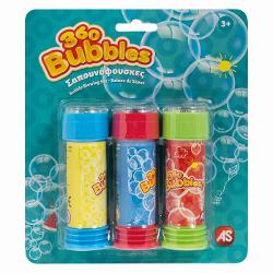 Baloanele de sapun 360 BUBBLES sunt preferatele copiilor avand in vedere ca tuburile sunt frumos colorate si contin si un joc labirint Setul contine 3 tuburi de solutie de sapun de 50ml Simplu de utilizat si foarte usor de transportat Pentru baloane jucause interminabile Disponibile in 2 modele