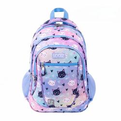 Ghiozdanul Looz Premium este conceput pentru a oferi confort si functionalitate elevilor combinand un design atractiv cu elemente ergonomice Modelul Happy Cats se remarca prin imprimeul colorat cu pisici si inimioare si este realizat din material rezistent impermeabilCaracteristici principaleDesign ergonomic&nbsp;Panoul dorsal profilat si sistemul de ventilatie contribuie la confortul spatelui iar bretelele late si moi reduc presiunea asupra 