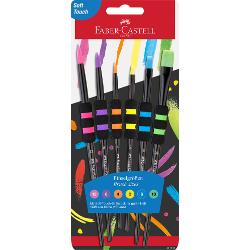 Set de 6 pensule Faber-Castell in marimi diferite 2  4  6  8  10  12 Pensule rotunde si late Peri sintetici robusti si moi Zona de prindere cu spuma captusita pentru un grip confortabil in timpul picturii Acoperire buna a culorii